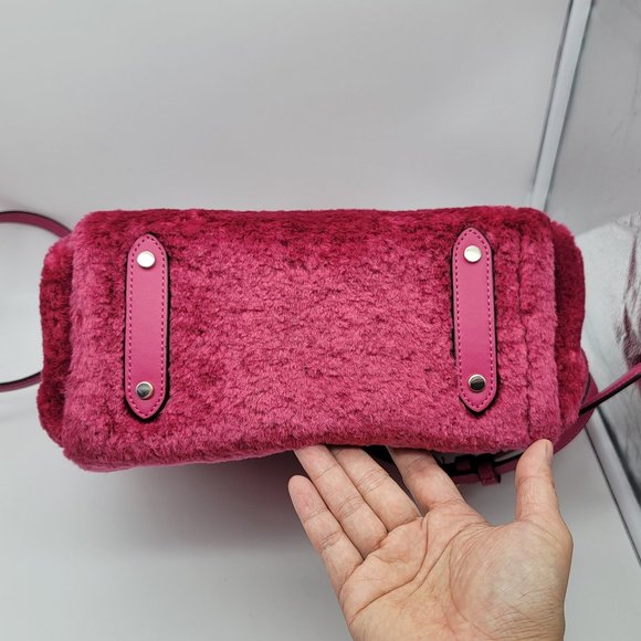 Kate Spade Ella Faux Shearling Small Tote K9390 Festive Pink - Picture 5 of 6